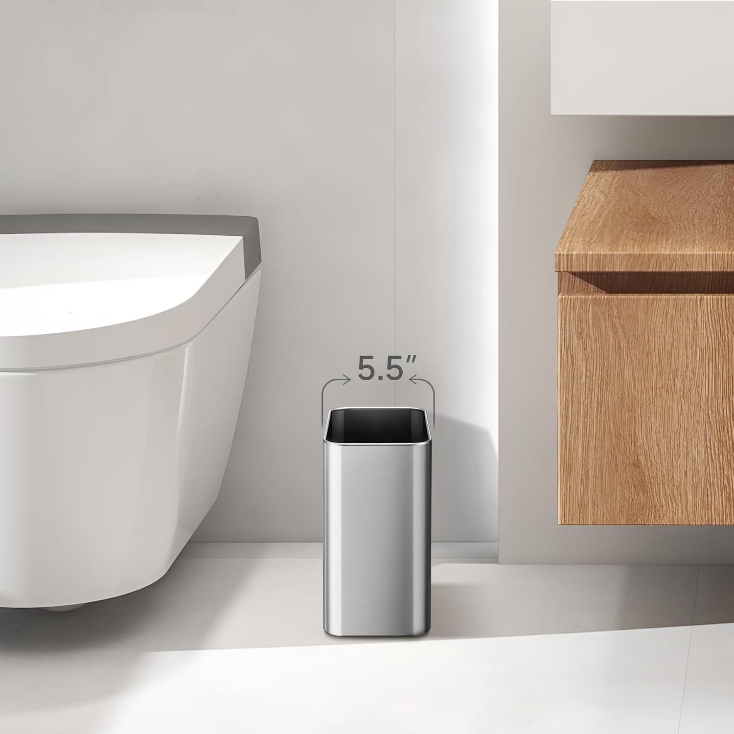 Stainless Steel Open-Top Trash Can - 2.1 Gallons