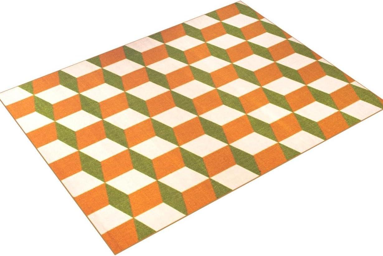 World Rug Gallery Contemporary Geometric Flatweave Indoor/Outdoor Area Rug - ORANGE 5' X 7':  Quick Dry,  UV Resistant