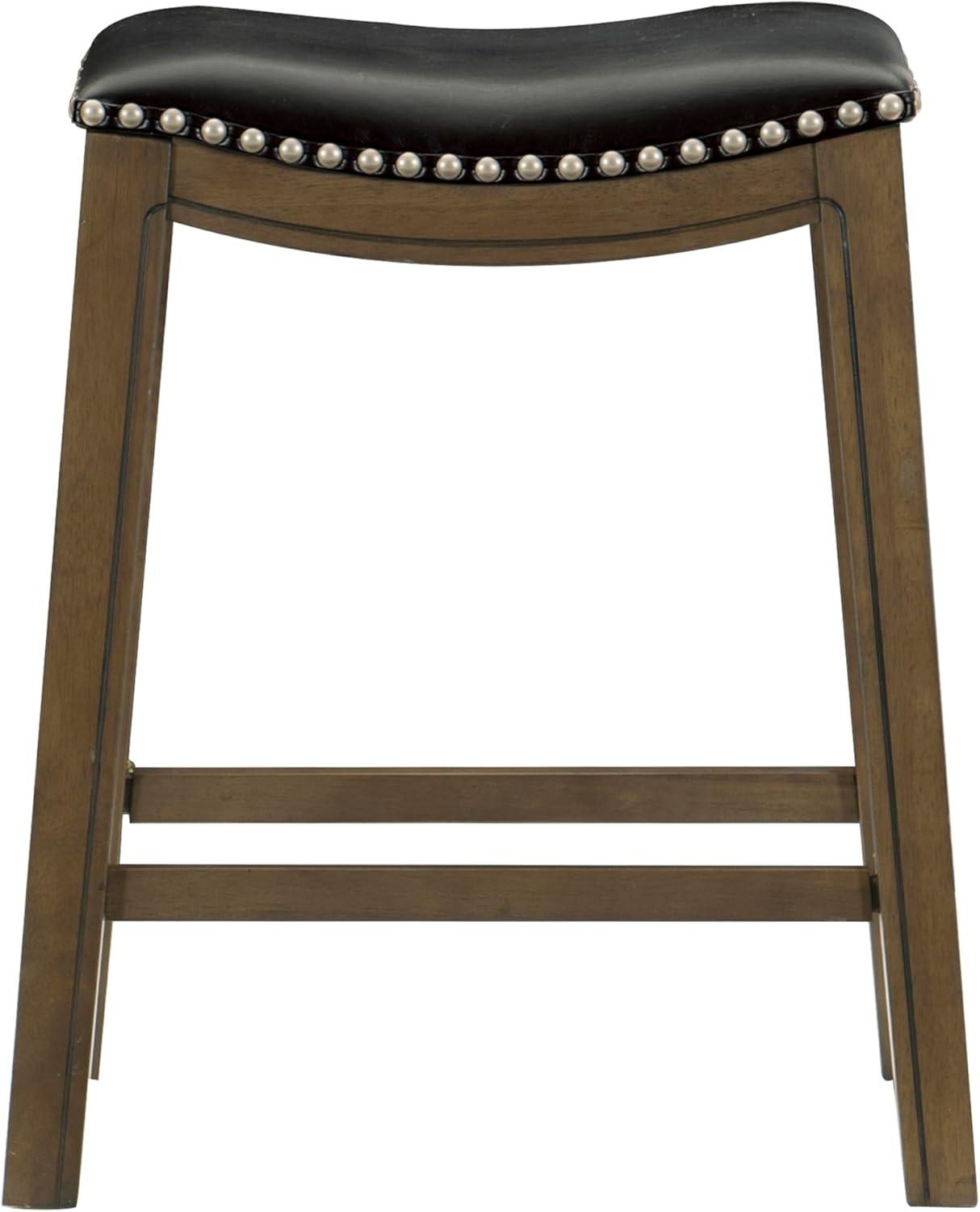 Homelegance 24" Counter Height Wooden Bar Stool Saddle Seat Barstool, Black