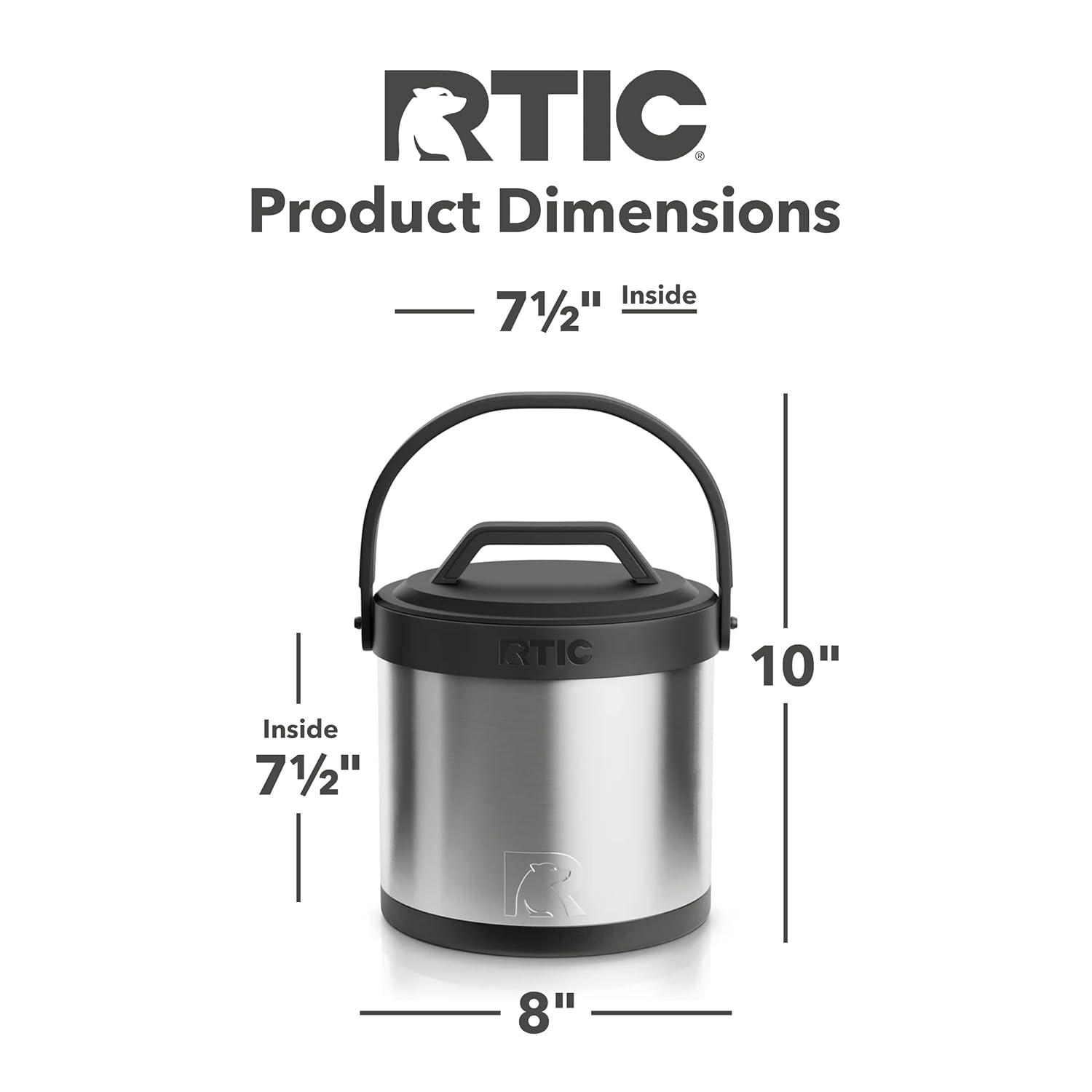 RTIC Insulated Ice Bucket with Lid, Stainless Steel, Holds 3L of Ice Cold up to 24 Hours, Sweat-Free