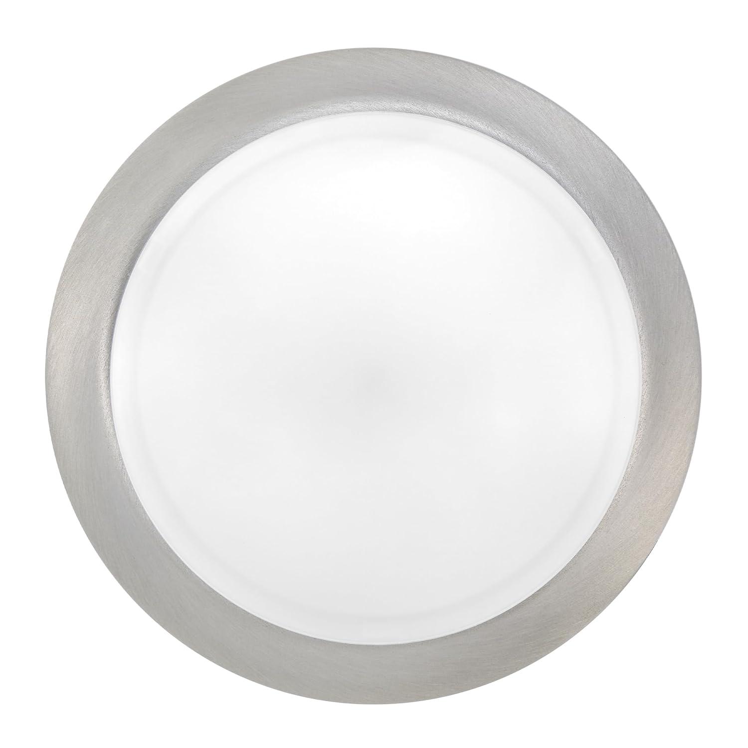 Maxxima 7 in. Satin Nickel Slim Round LED Flush Mount Ceiling Light Fixture, LED Disk Light 900 Lumens, Warm White 3000K Dimmable Dome Closet Light, Suitable for Pantry, Mudroom, Foyer and Hallway