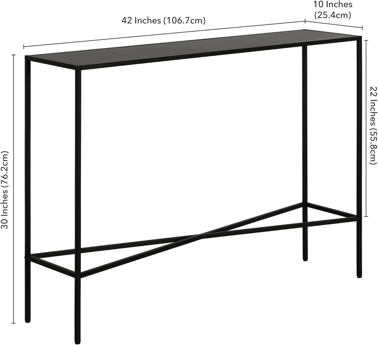 Evelyn&Zoe Henley 42" Wide Rectangular Console Table with Metal Top, Blackened Bronze