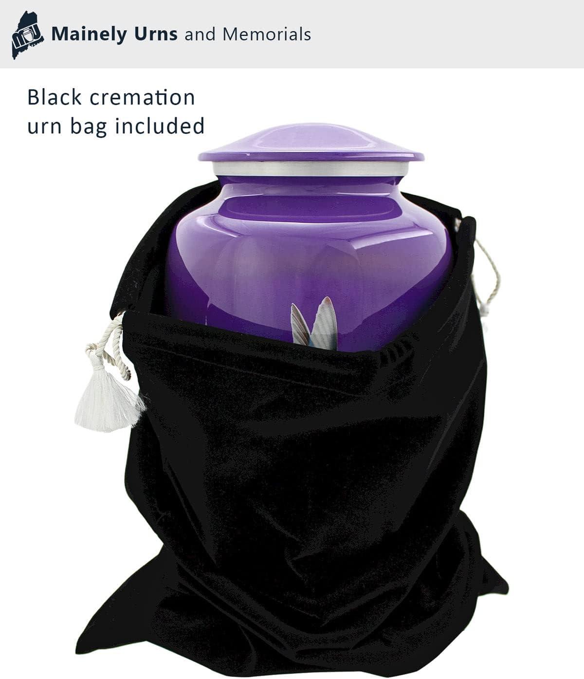 Mystic Hummingbird Adult Urn for Ashes - 200 Cubic Inch Capacity Cremation Urn - Large Metal Urn for Human Ashes - Gorgeous Purple Urn with Yellow Flowers and Gray & Blue Hummingbird