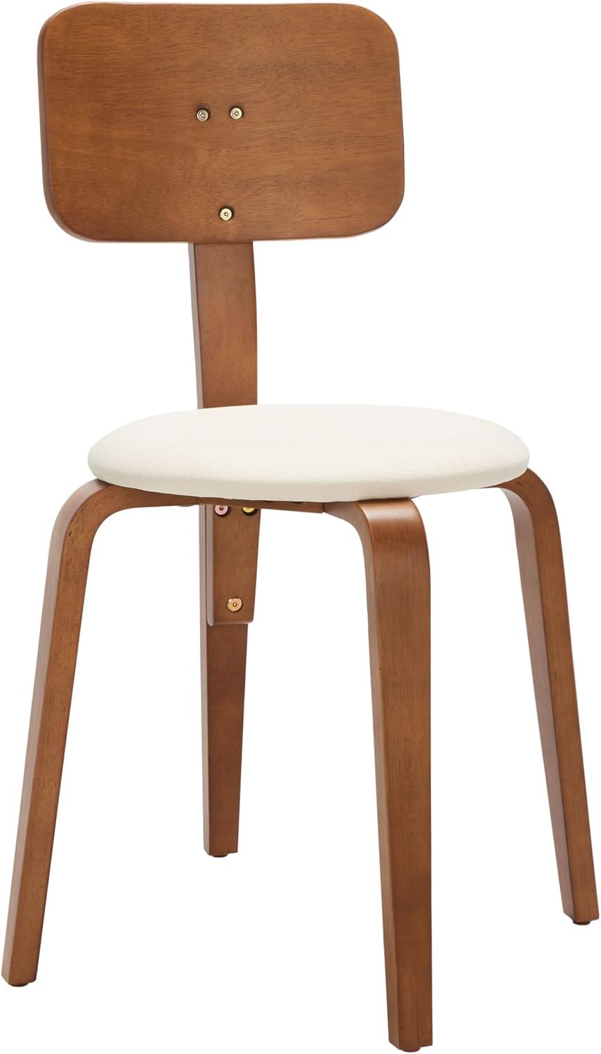 Jo Stackable Upholstered Dining Chairs (Set of 2) - DCH1010 - Walnut/Cream - Safavieh