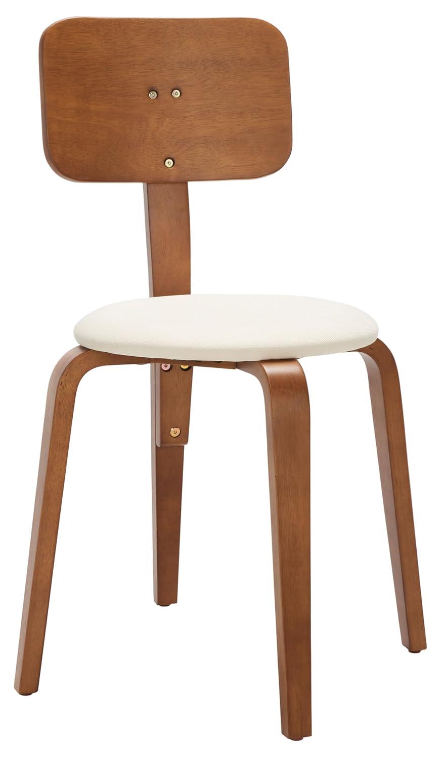 Jo Stackable Upholstered Dining Chairs (Set of 2) - DCH1010 - Walnut/Cream - Safavieh