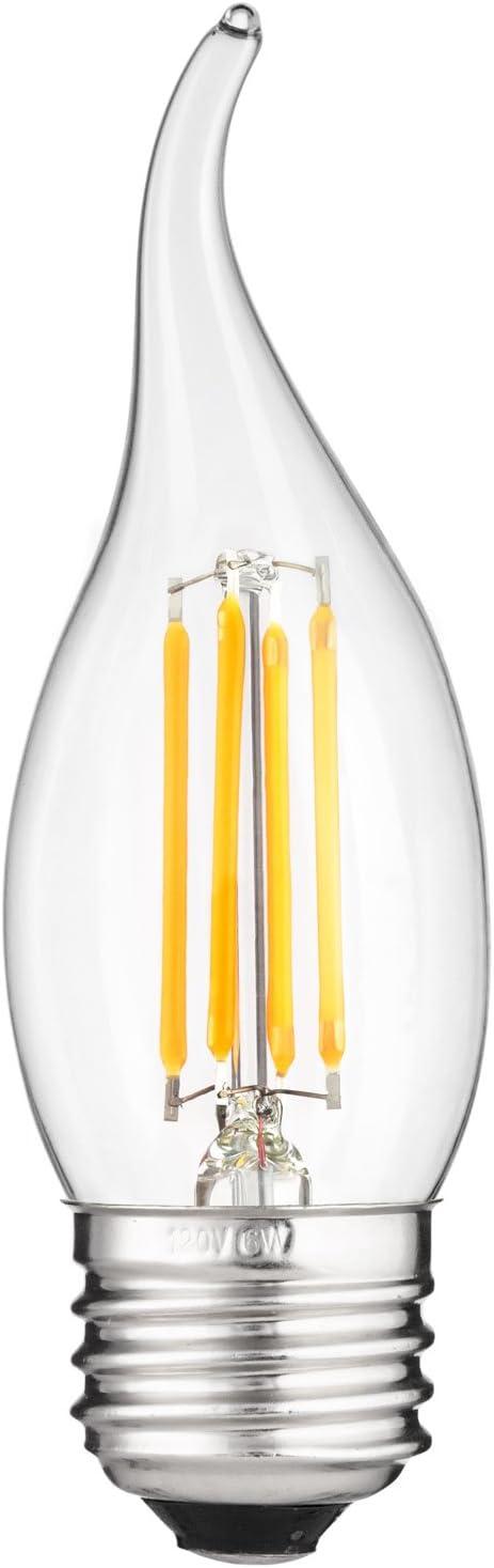 Clear LED Flame Tip Chandelier Bulb, Medium Base, Dimmable