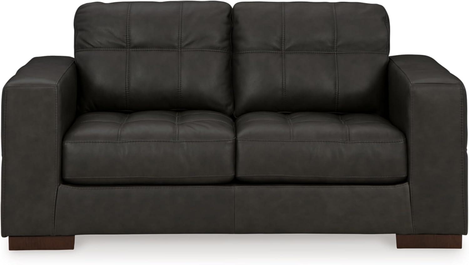 Ashley Furniture Luigi Thunder Loveseat with Exposed Feet and Faux Wood Finish