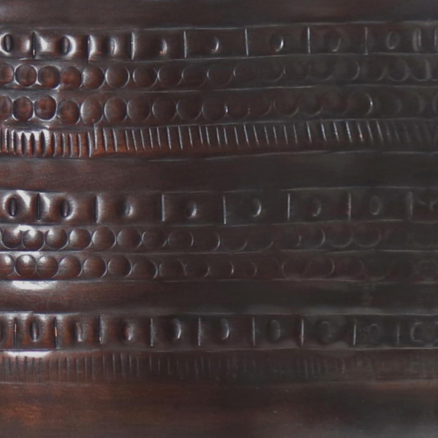 Bungalow Rose Johnsen 15"W Metal Industrial Boho Tribal Pattern Drum End Table with Textured Finish, Assembled