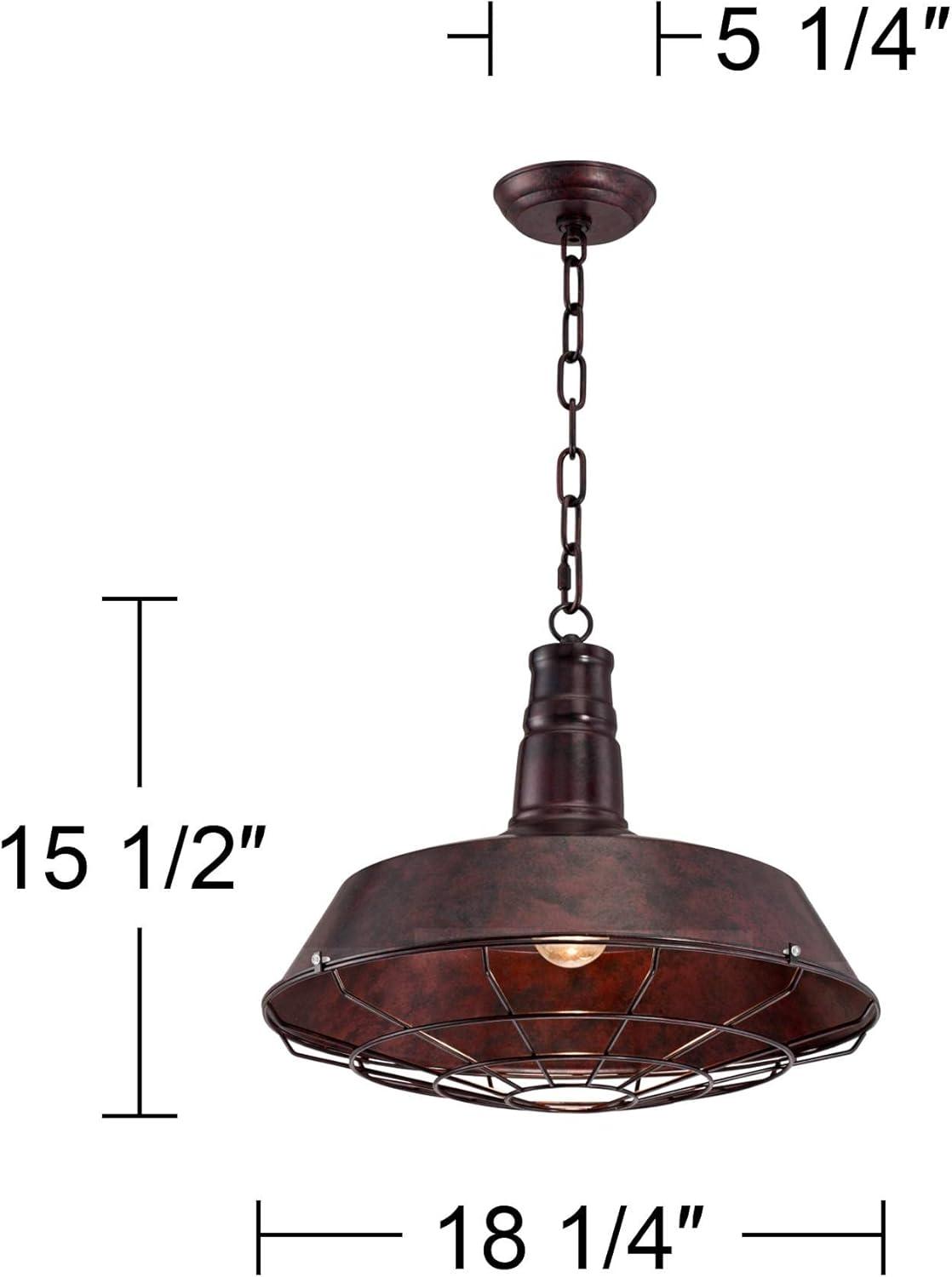 Rust Bronze Farmhouse Industrial Cage Pendant Light