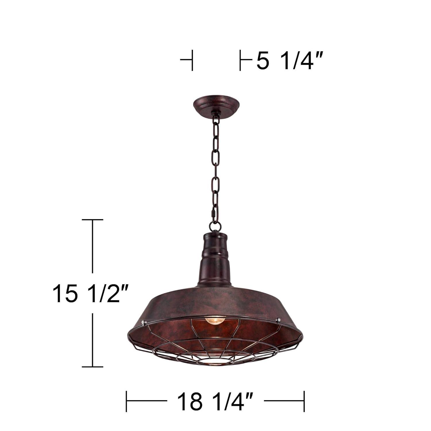 Franklin Iron Works Tiedra Rust Bronze Pendant Light 18 1/4" Wide Farmhouse Industrial Rustic Cage for Dining Room House Foyer Kitchen Island Entryway