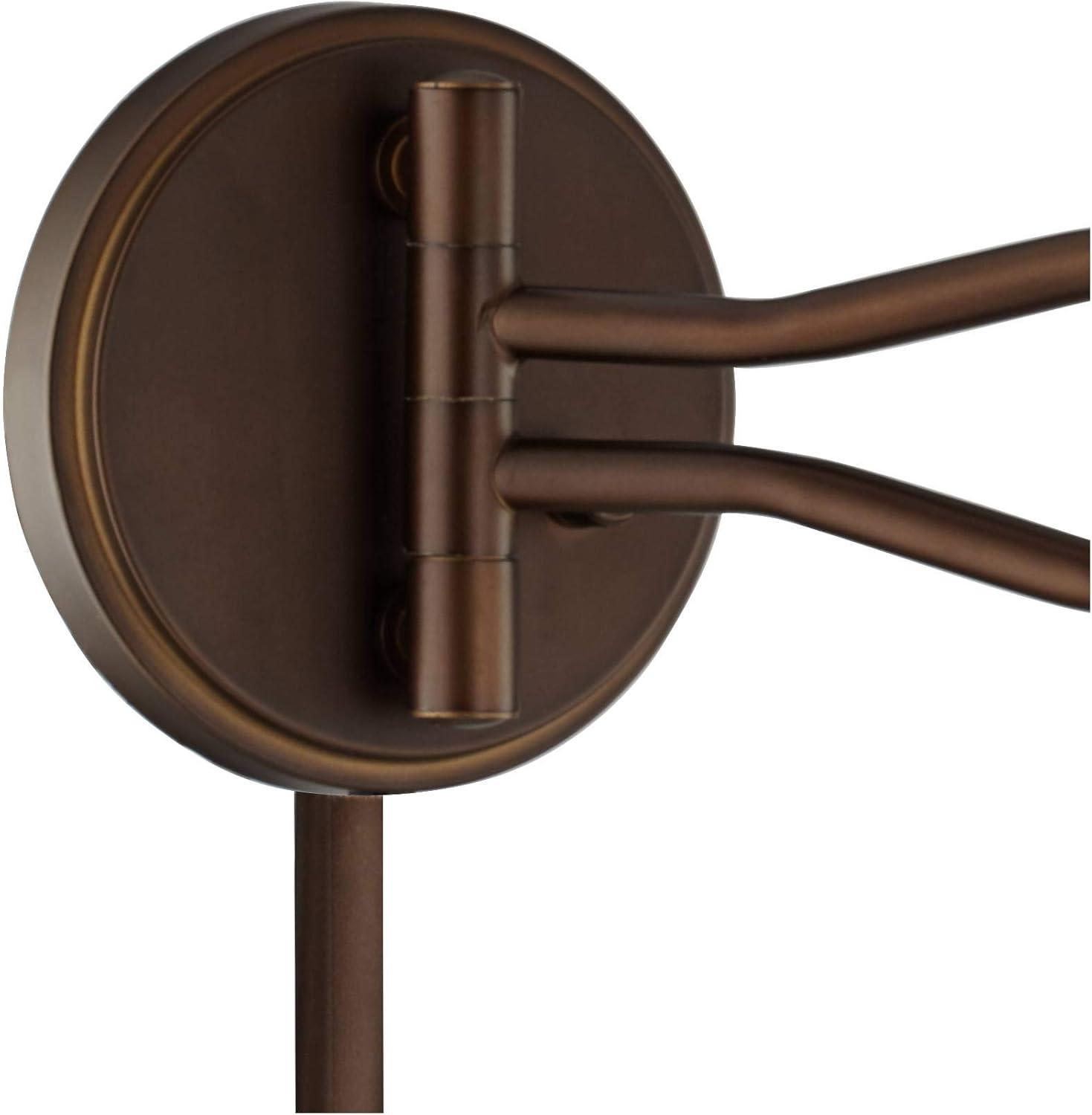 Franklin Iron Works Samuel Rustic Farmhouse Swing Arm Wall Lamp Bronze Plug-in Light Fixture Natural Mica Shade for Bedroom Bedside Living Room House