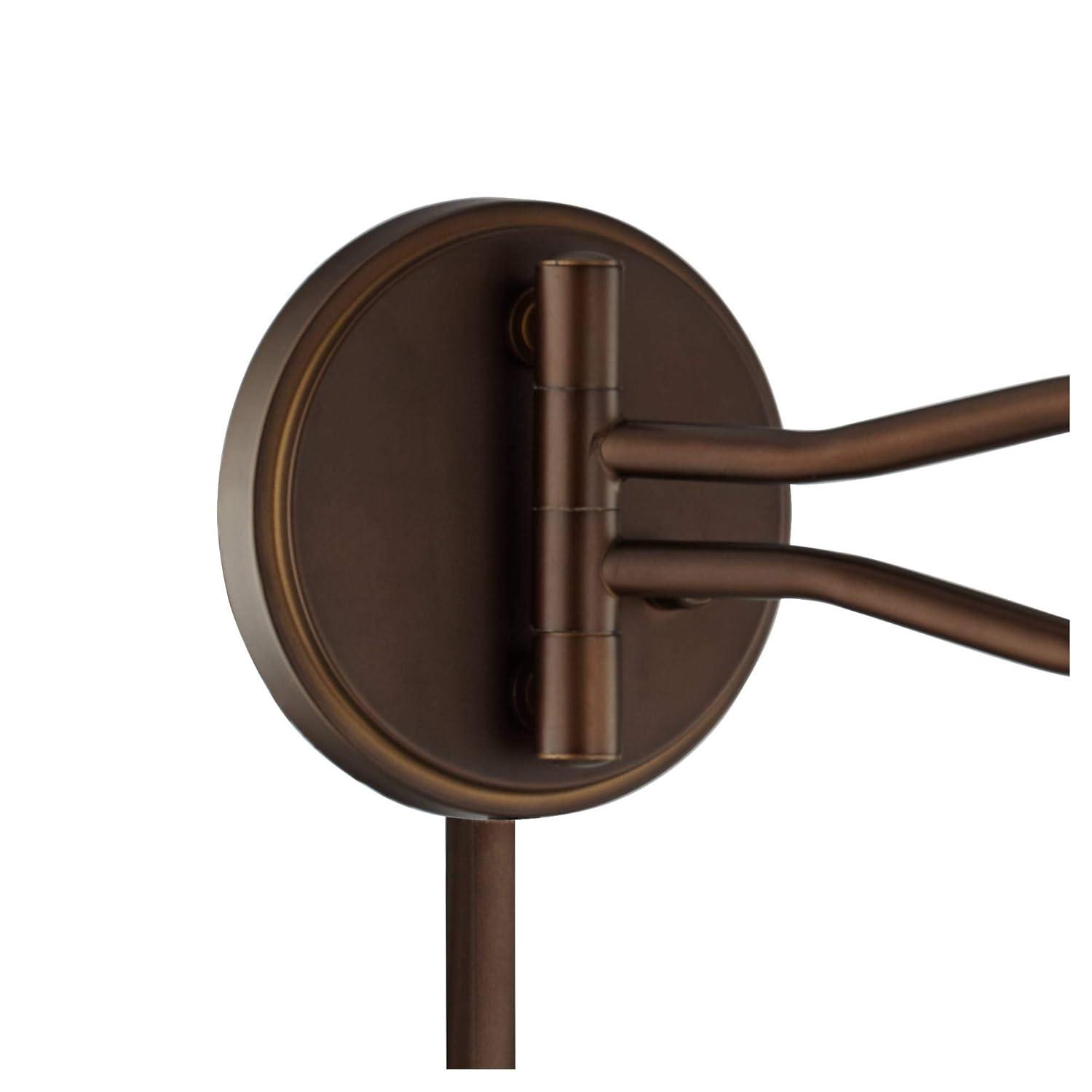 Franklin Iron Works Samuel Rustic Farmhouse Swing Arm Wall Lamp Bronze Plug-in Light Fixture Natural Mica Shade for Bedroom Bedside Living Room House