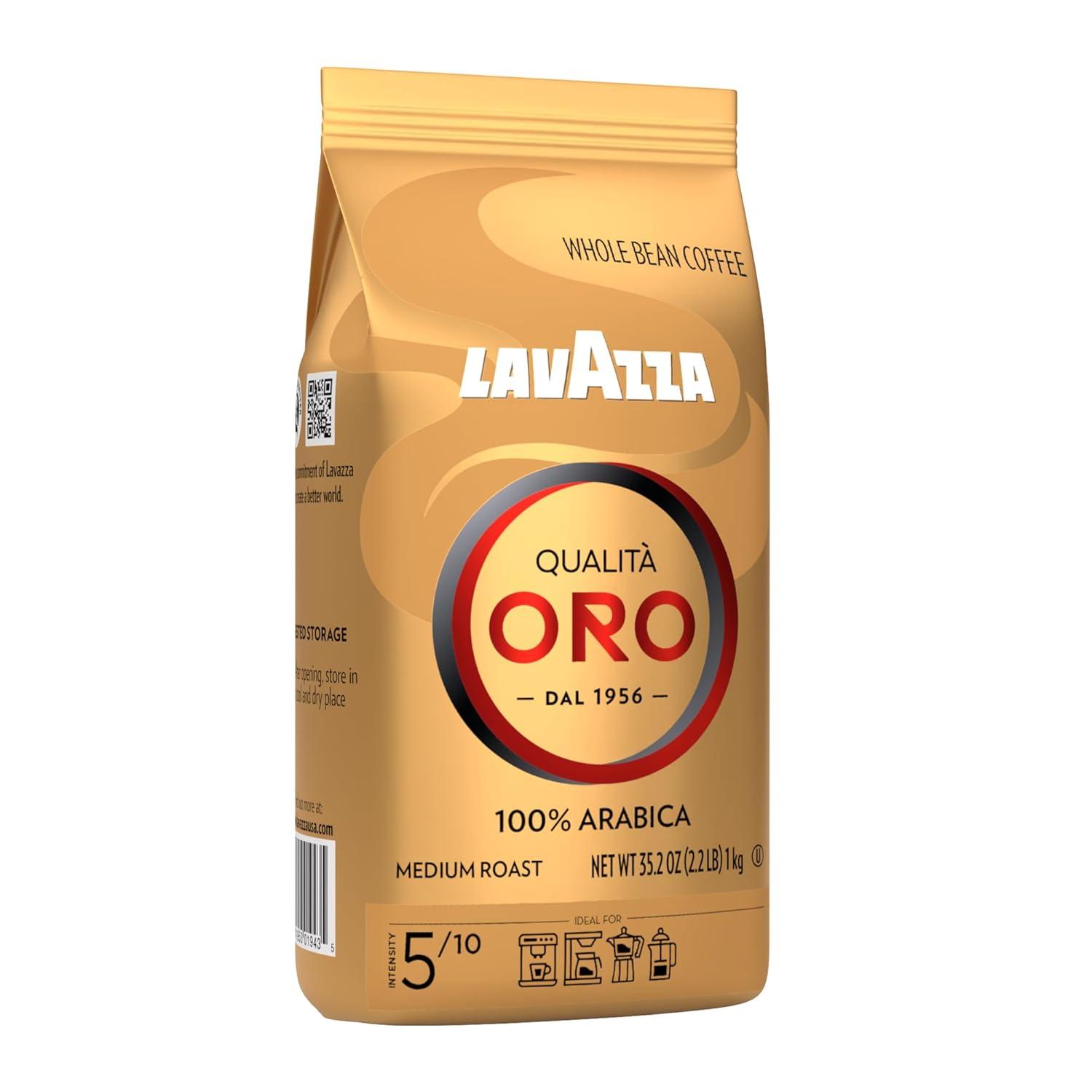 Lavazza Qualità Oro Whole Bean Coffee, Medium Roast, 100% Arabica, 2.2 lb Bag (Pack of 1)