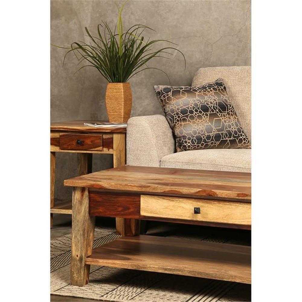 Porter Designs End Table Nightstand Bedside Square in Wood - Brown
