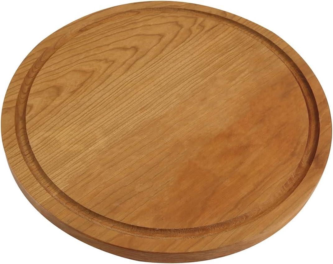 Natural Cherry Round Cutting Board with Juice Groove