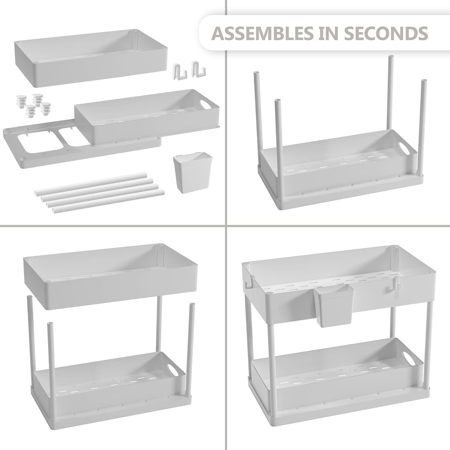 StorageBud 2-Tier Under Sink Organizer and Storage with Sliding Drawer