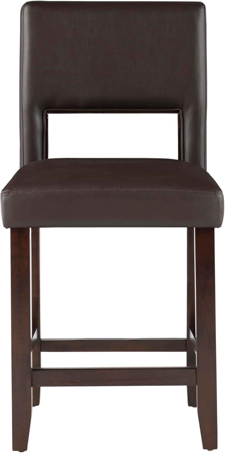 24" Vega Padded Counter Height Barstool with Ergonomic Footrest & Espresso Finish - Linon