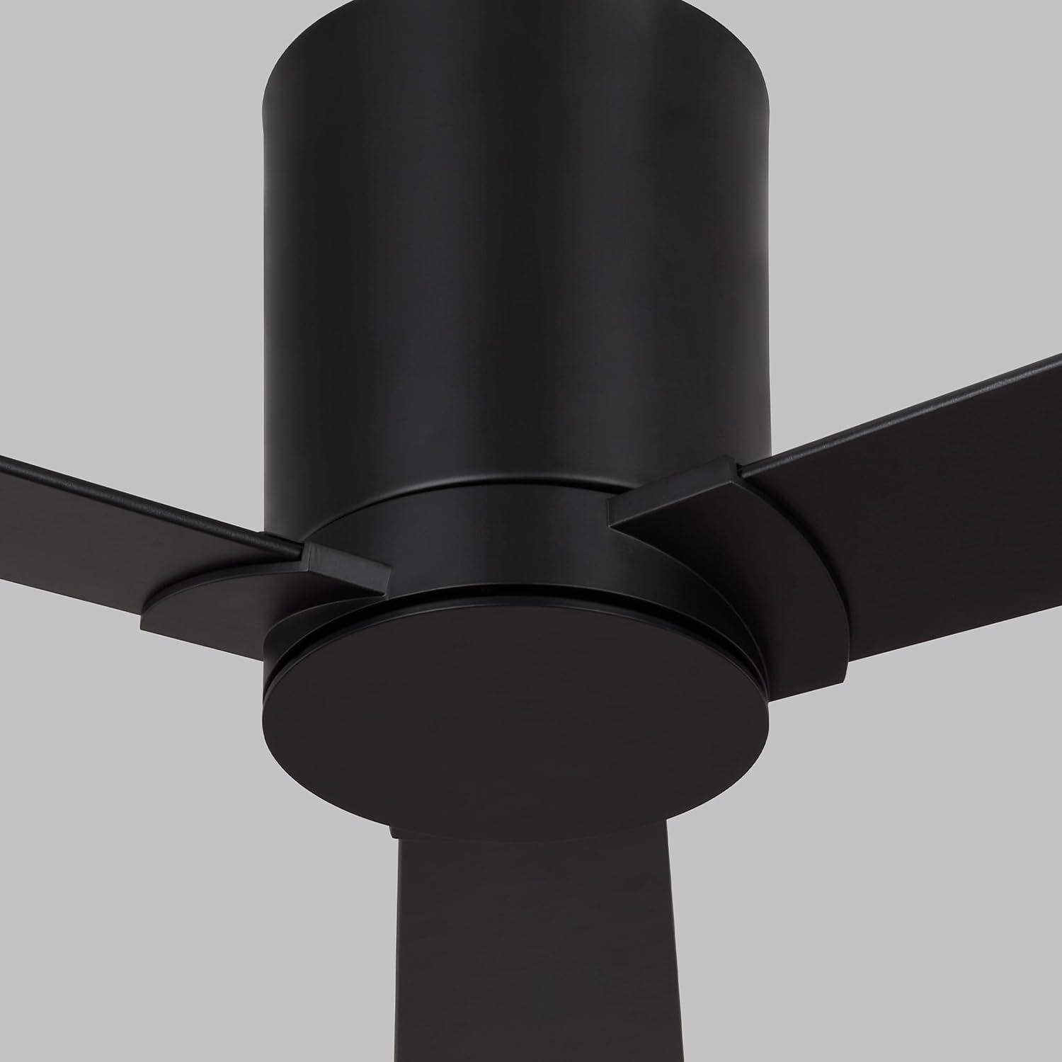 Monte Carlo 3RZHR52MBK Rozzen Hugger 52" Black Ceiling Fan with Remote Control, Reversible DC Motor, Damp Rated, 3 Reversible Blades (Midnight Black and American Walnut)