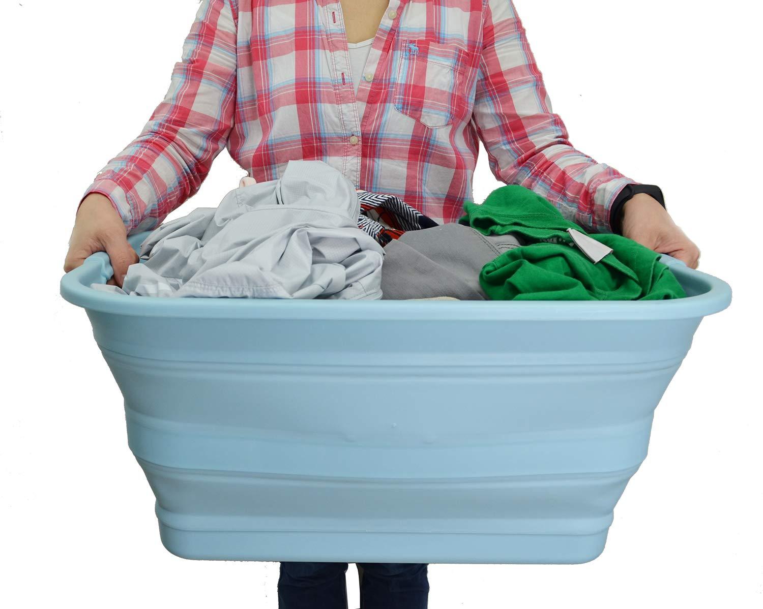 SAMMART 42L(11 gallon) Collapsible Plastic Laundry Basket, Sea Angel