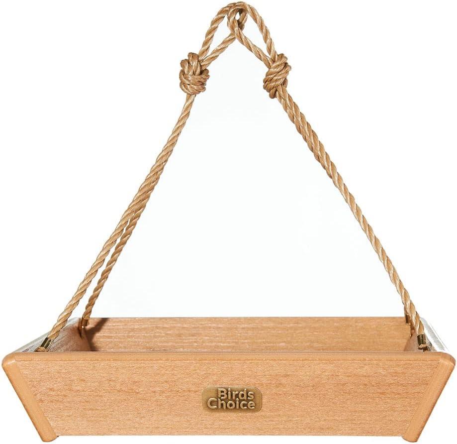 Hanging Tray Bird Feeder Spruce Creek Collection in Natural Teak Recycled Plastic