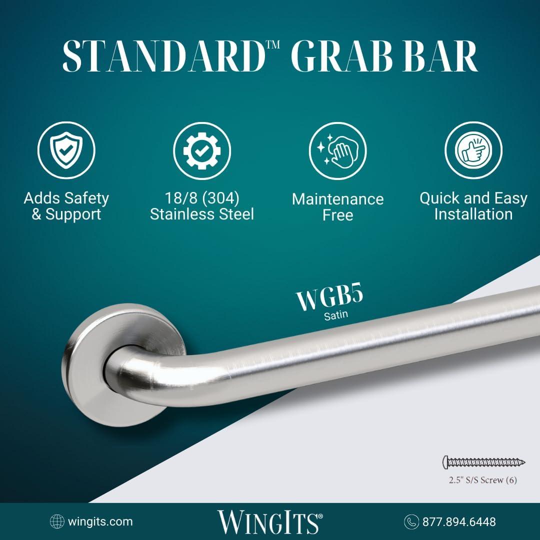 Wingits Grab Bar With Cover, 36 In. X 1-1/4 In., Satin Stainless Steel