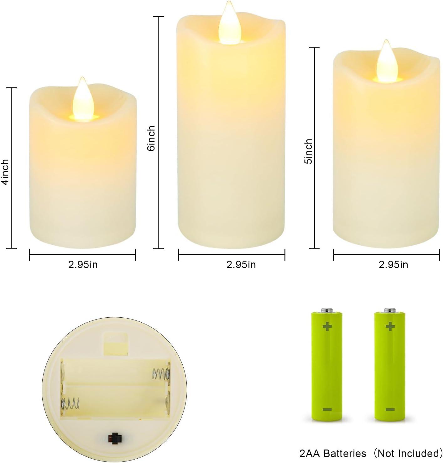 Aignis Indoor Flameless LED Candles Battery Operated with Remote Timer and Wax-Like Shell for Home/Wedding/Holiday Decor, Set of 2(D 2.95" x H 6")