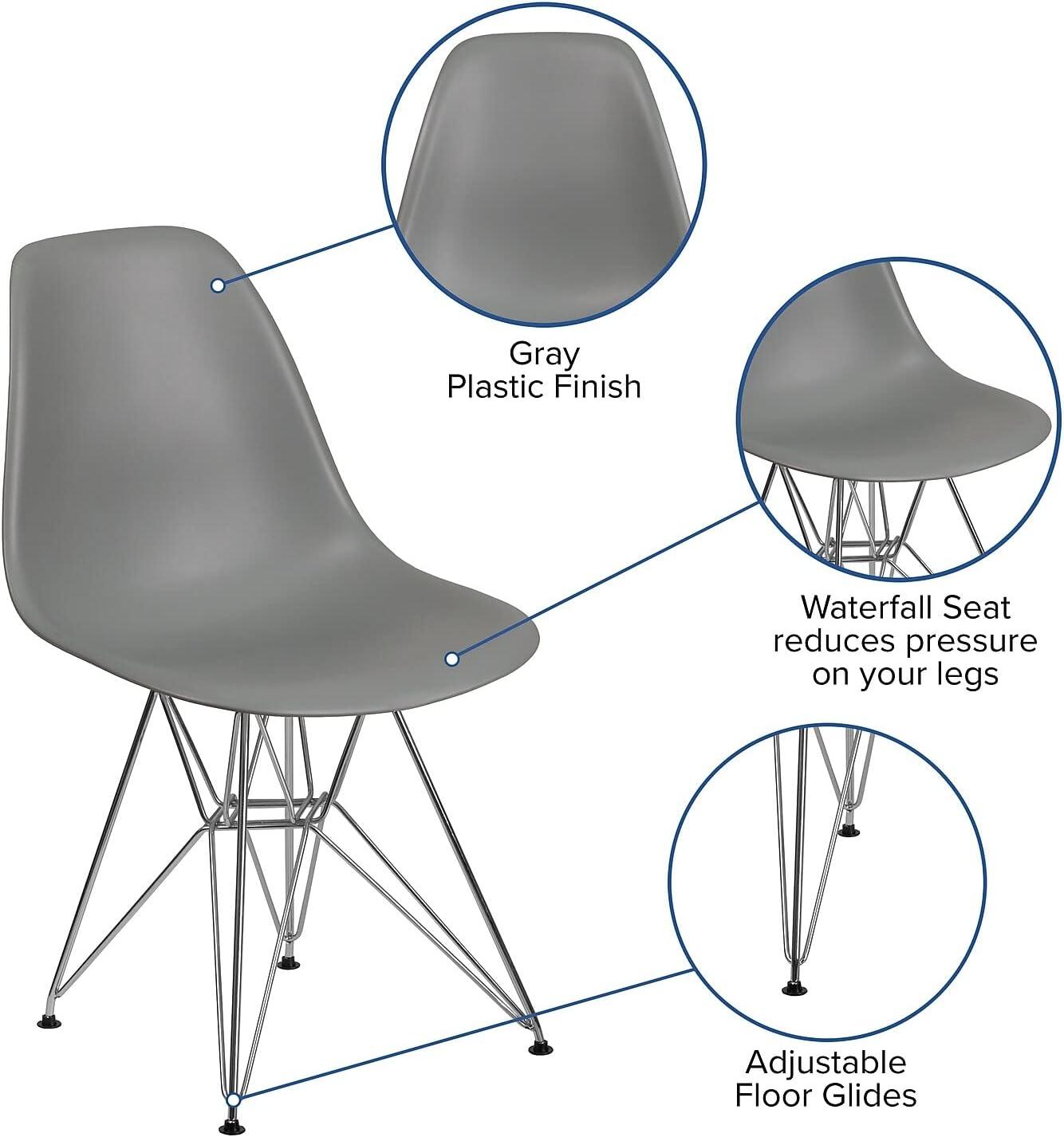 Flash Furniture Elon Series Moss Gray Plastic Chair with Chrome Base