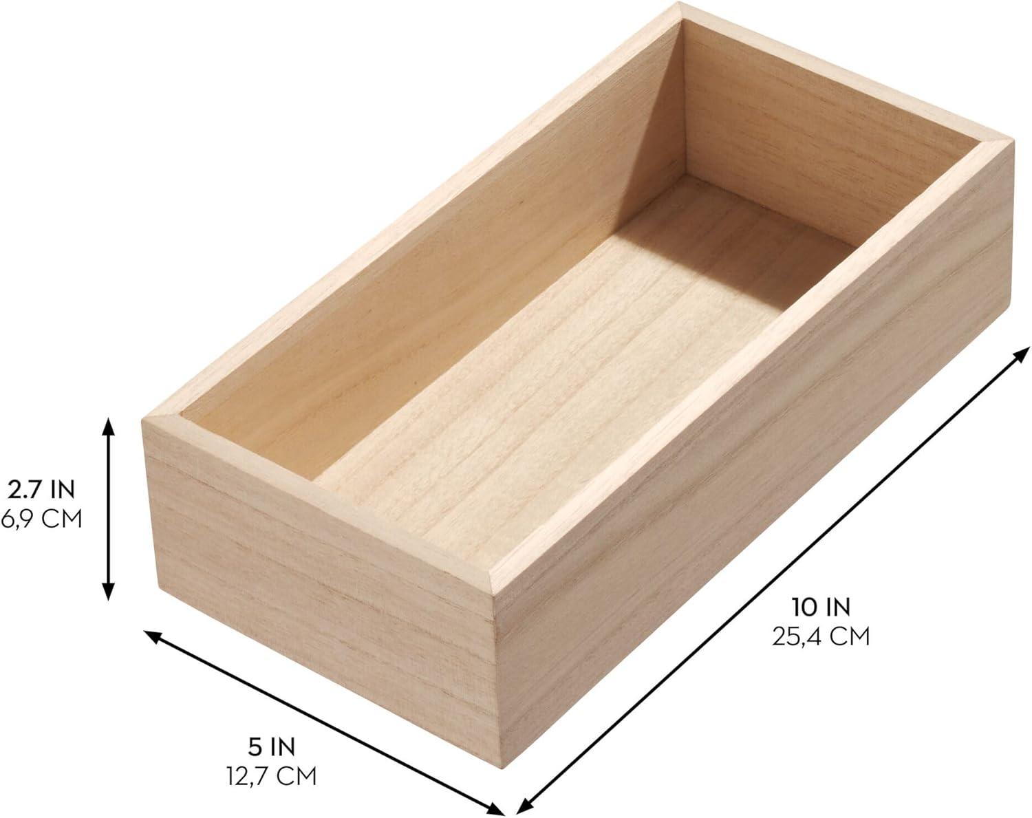 iDesign Renewable Wood Collection in Paulownia Wood Drawer Organizer Bin, 3.3" x 15" x 2.5"