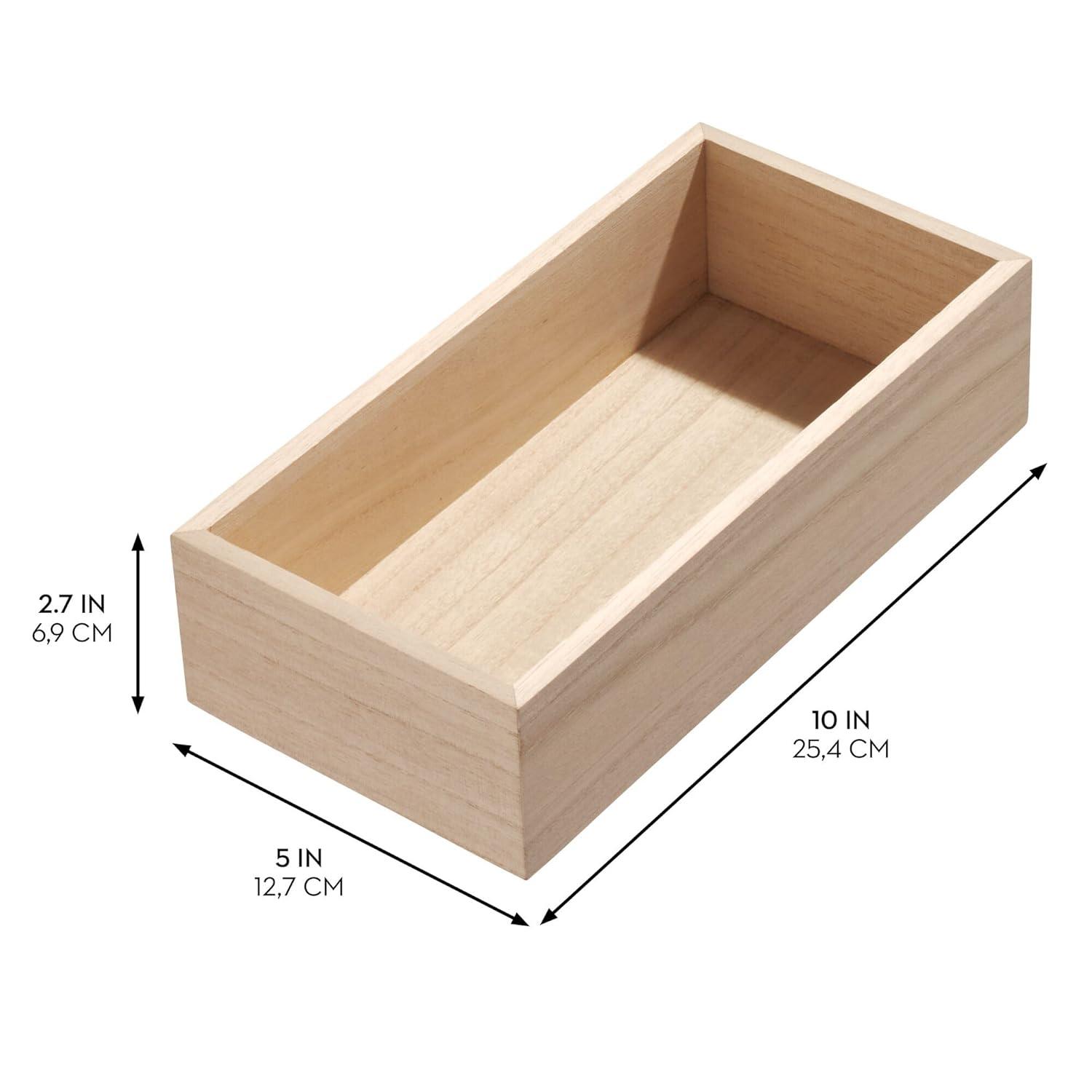 iDesign Renewable Wood Collection in Paulownia Wood Drawer Organizer Bin, 3.3" x 15" x 2.5"