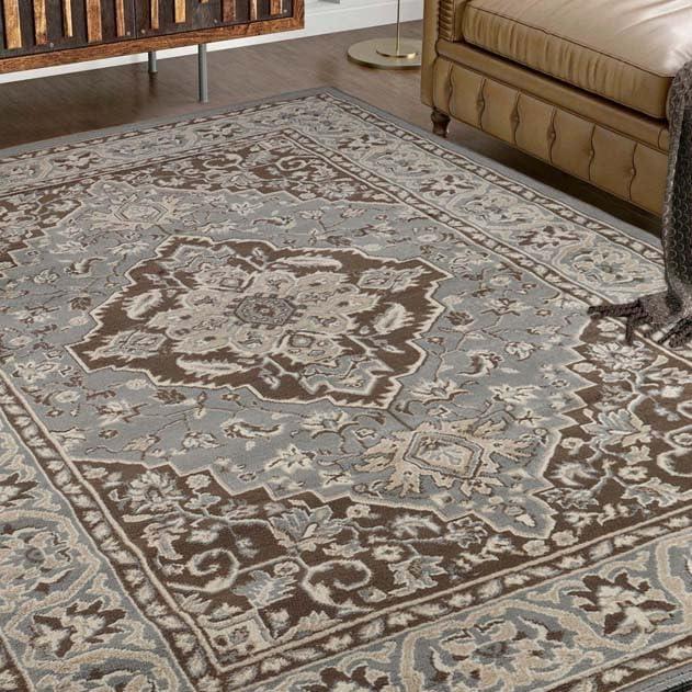 Elegant Gray Floral Medallion 4' x 6' Synthetic Area Rug