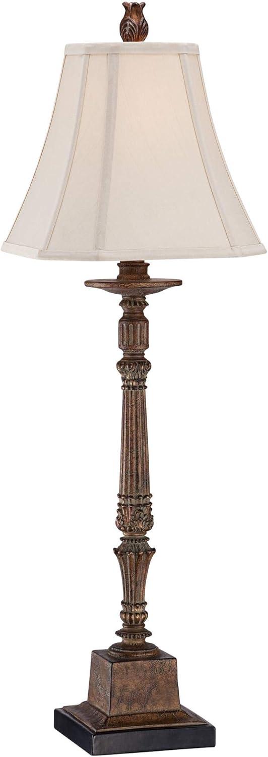 Regency Hill Thornewood 35 1/2" Tall Large Traditional End Table Lamp Brown Single Beige Shade Console Living Room Bedroom Bedside Nightstand House