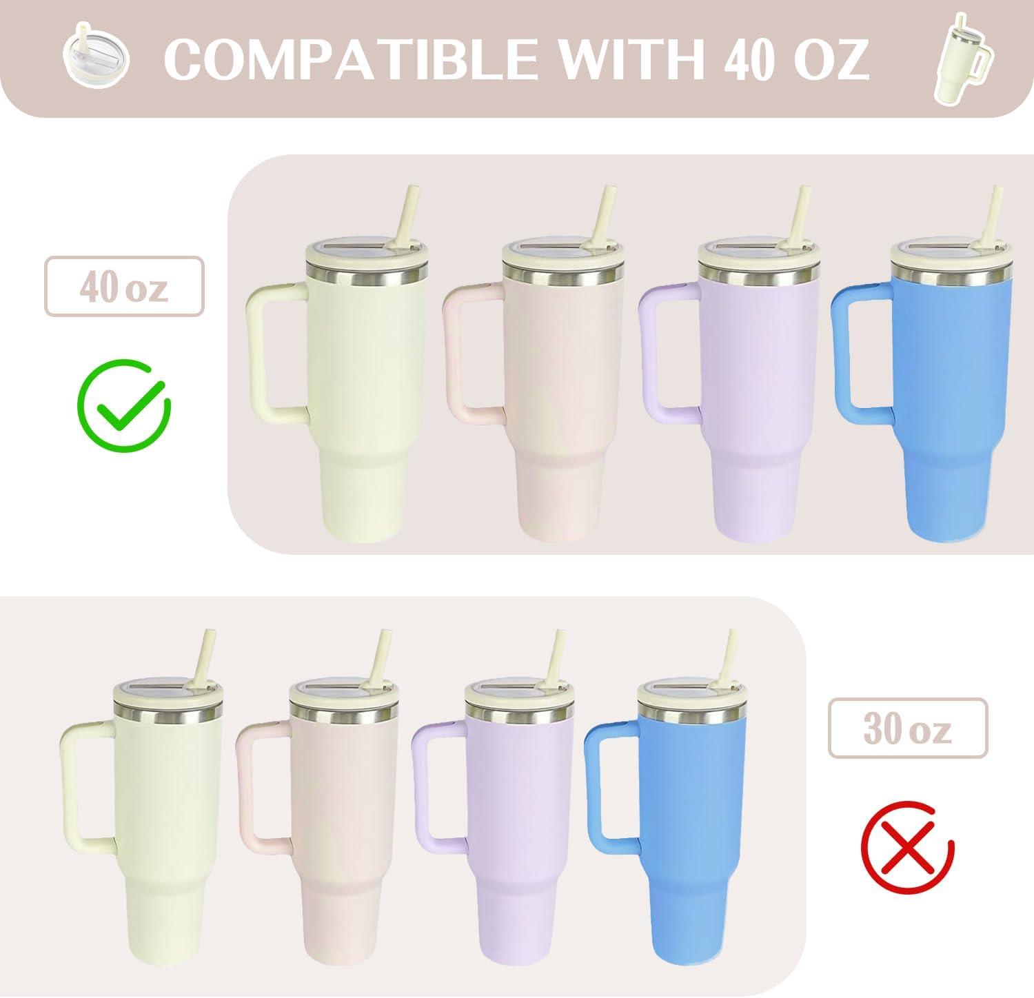 2 Pack 40 Oz Tumbler Flip Straw Lid Replacement Fit For Stanley Quencher, Leak Proof For Stanley Lid Replacement Spill Proof Reusable Tumbler Cover Compatible With 40oz Stanley Cup