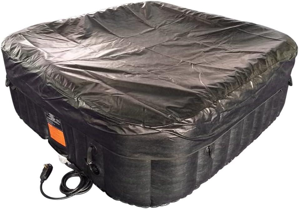 ALEKO 4-Person Black and White Inflatable Square Hot Tub