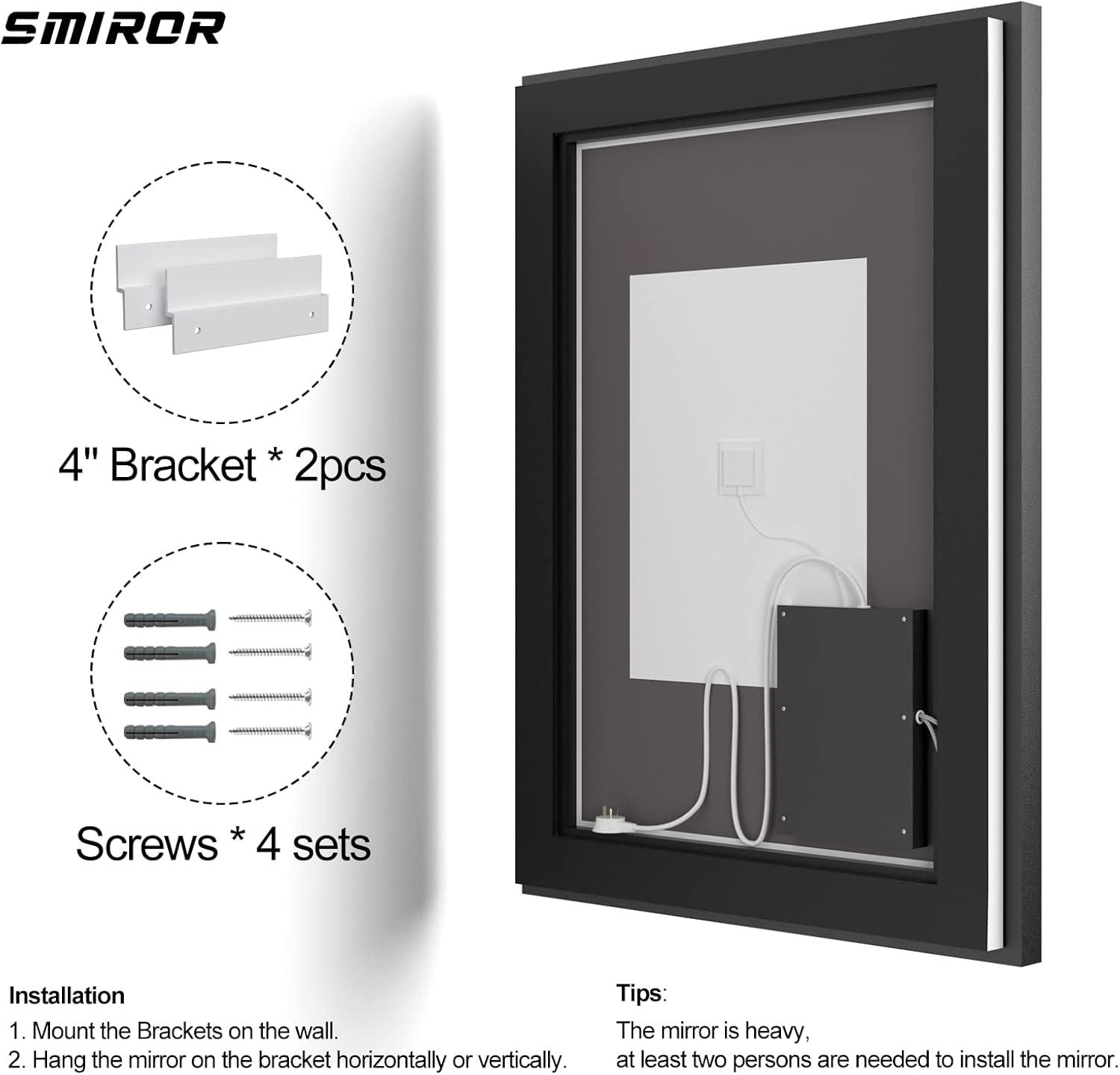 Aevar Super Bright Front & Back LED Lighted Anti-Fog Aluminum Alloy Framed Tempered Glass Bathroom/Vanity Mirror with ETL & 3-Year Warranty