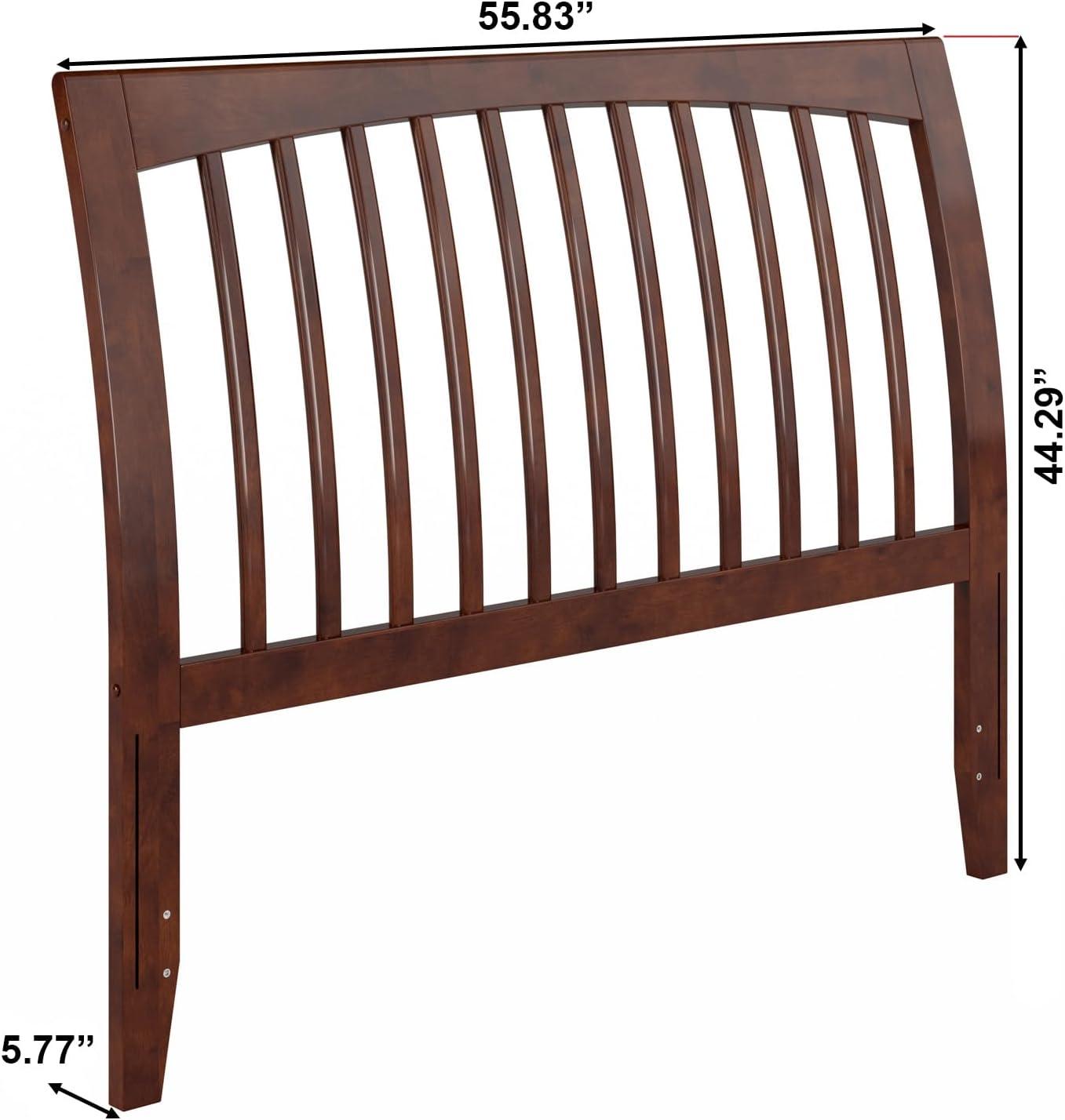 HomeStock Island Oasis Full Sleigh Solid Wood Slat Headboard in Walnut