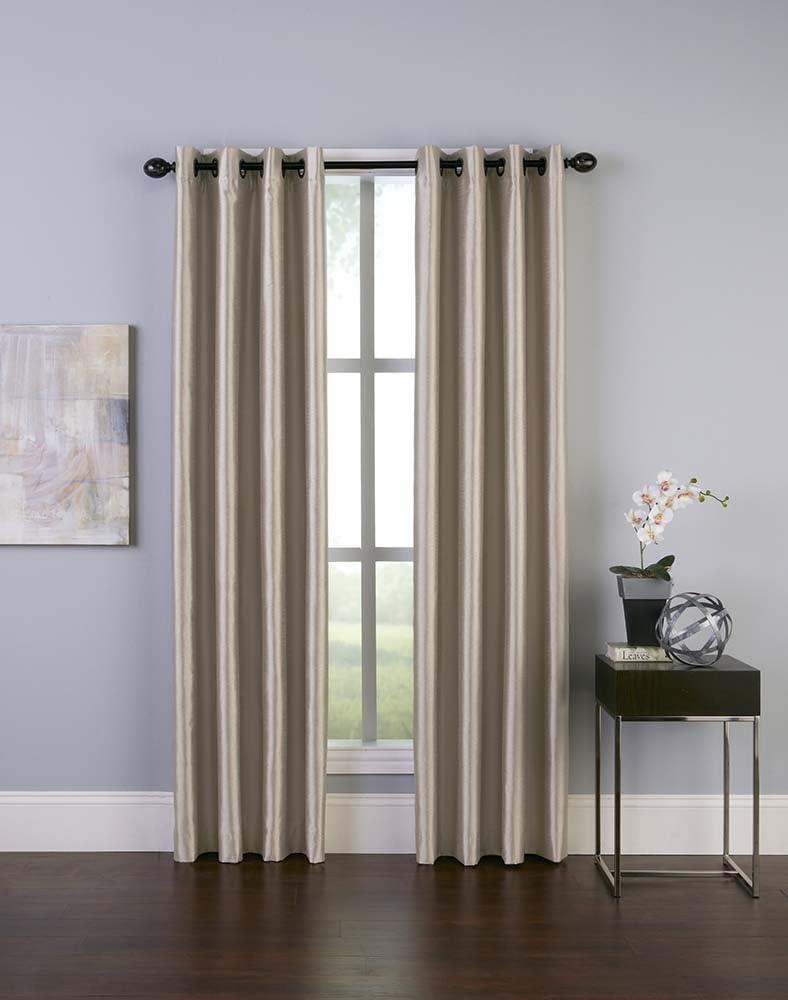 Curtainworks Malta Indoor Curtain, Polyester Room Darkening Faux Silk Grommet Single Panel, Sand, 50" x 84"