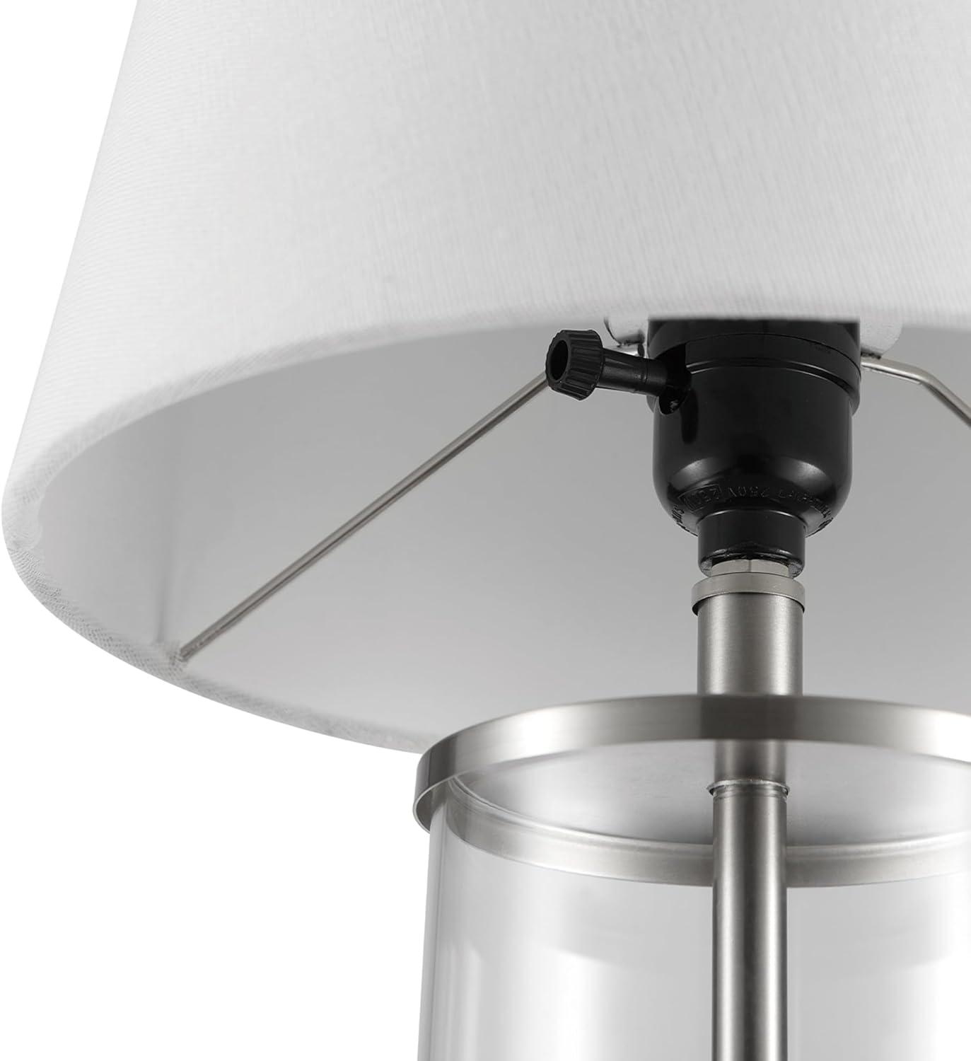 Globe Electric 67155 Maya Fillable Clear Glass Table Lamp, White Fabric Shade, 19.75-In. - Quantity 1