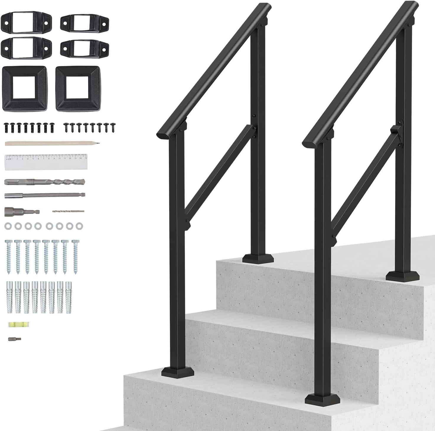 Black Stainless Steel Outdoor Stair Handrail Kit