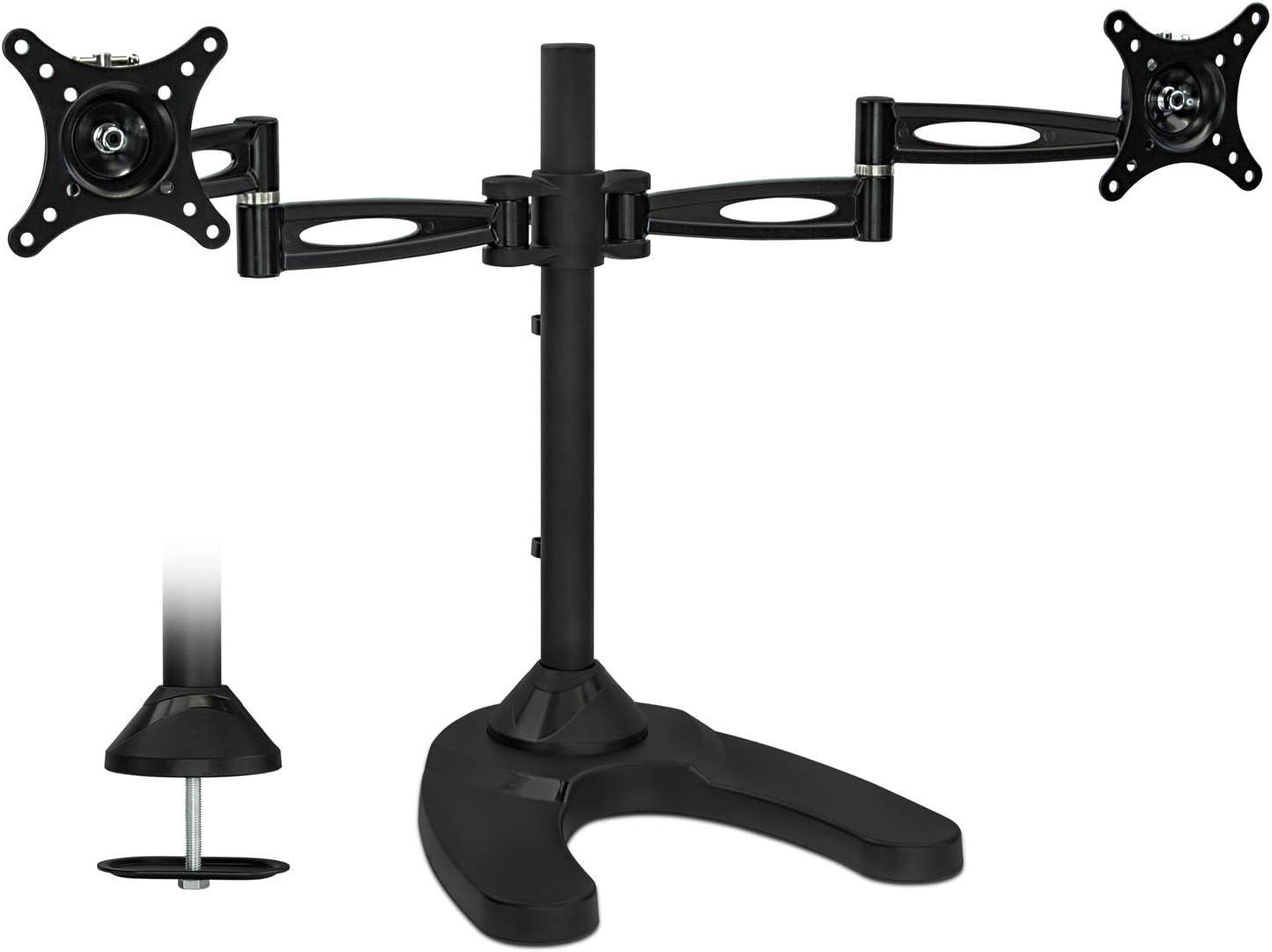 Dual Arm Freestanding Monitor Stand Height Adjustable 2 Screen Desk Mount