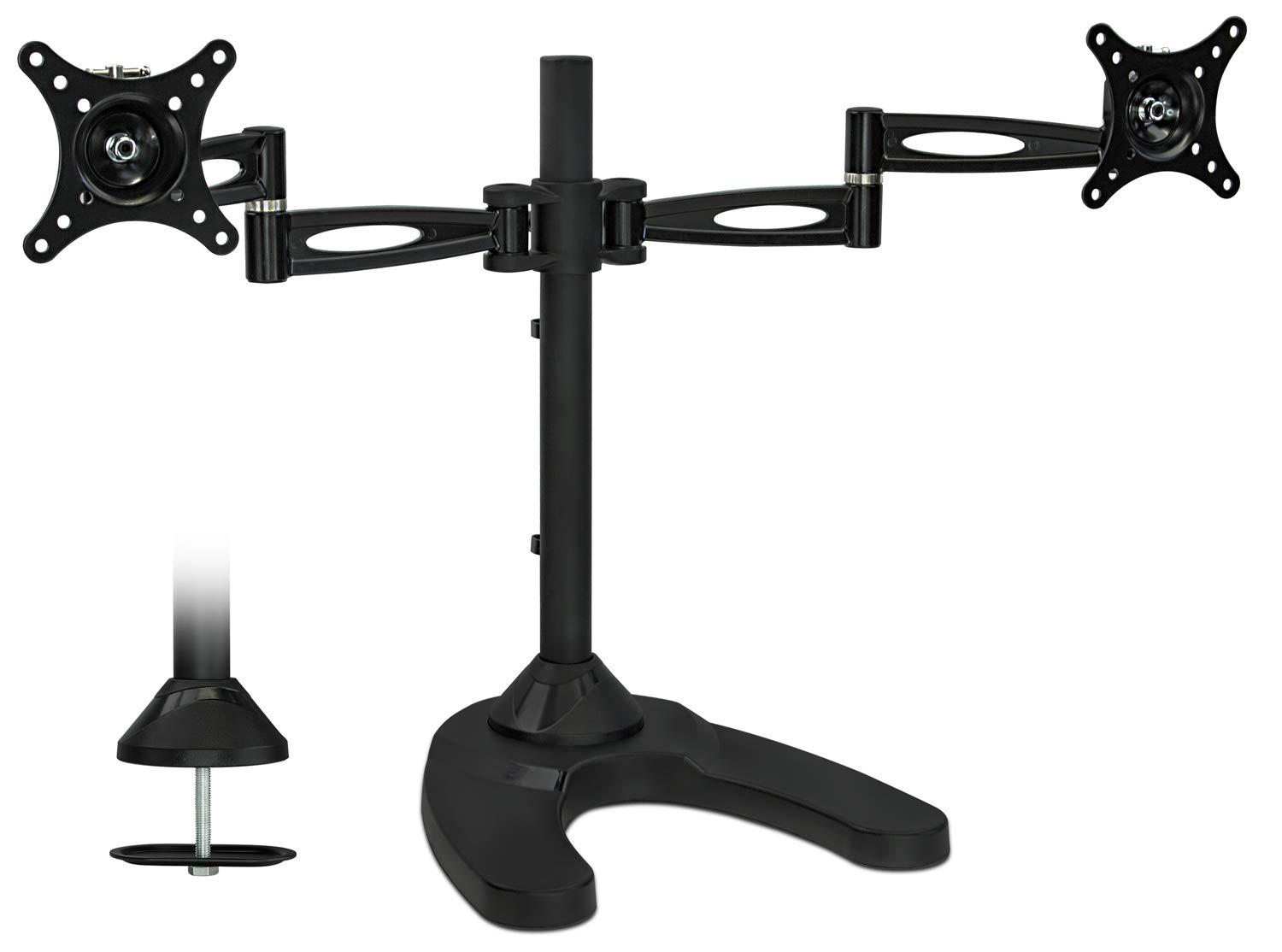 Dual Arm Freestanding Monitor Stand Height Adjustable 2 Screen Desk Mount