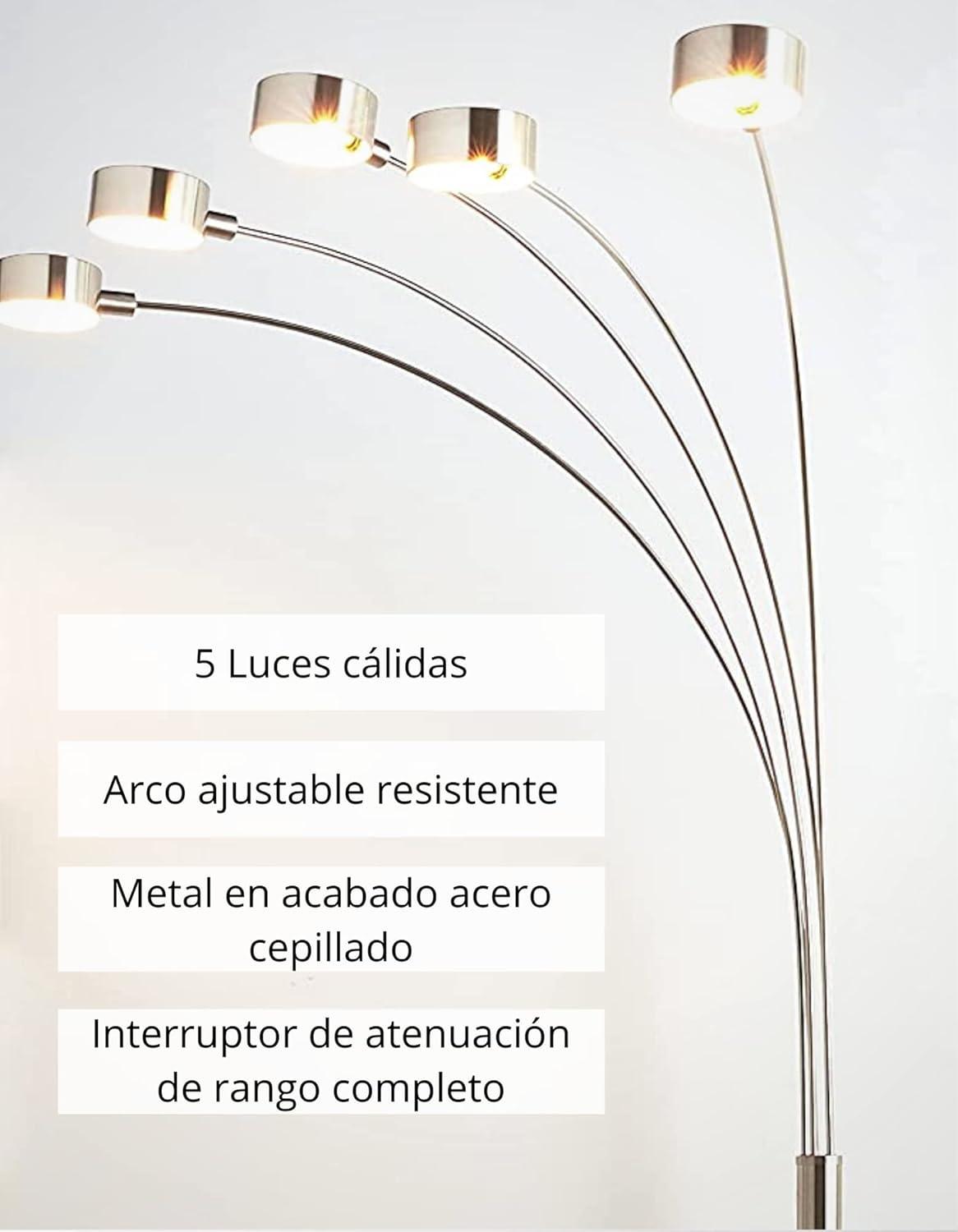 Artiva 88" Brushed Steel Adjustable Multi-Head Arc Floor Lamp