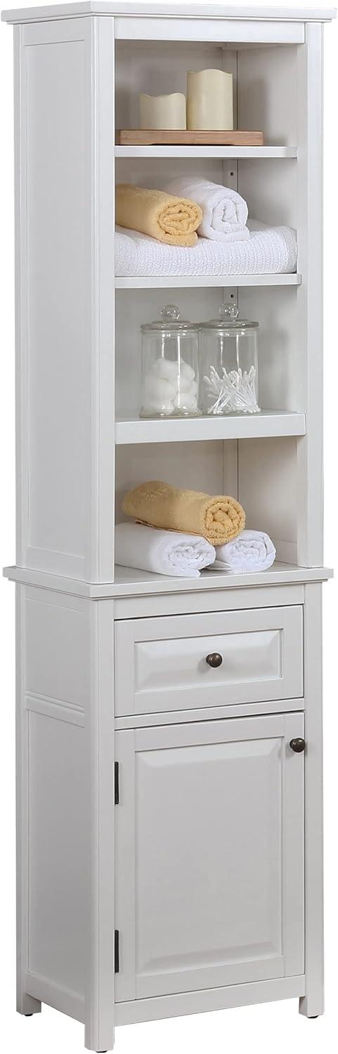 Dorset Bathroom Storage Tower with Open Upper Shelves and Lower Cabinet - Alaterre Furniture