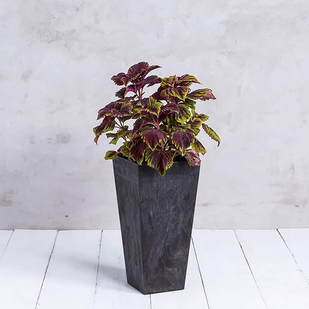 Novelty Ella Artstone Tall Square Plastic Resin Planter with Water Minder System, Black 27.5"