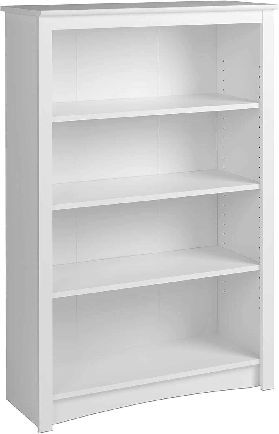 Home Office 4-Shelf Standard Bookcase, 31.5 in. W x 48 in. H x 13 in. D, White