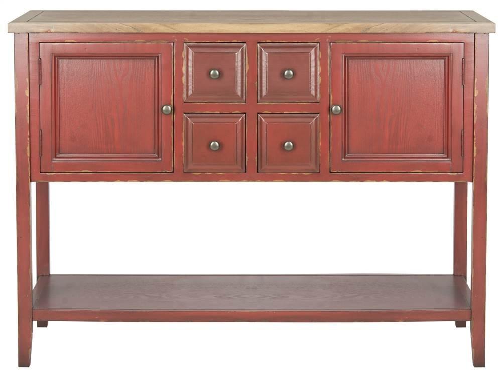 Charlotte Sideboard - AMH6517 - Egyptian Red/Oak - Safavieh Couture