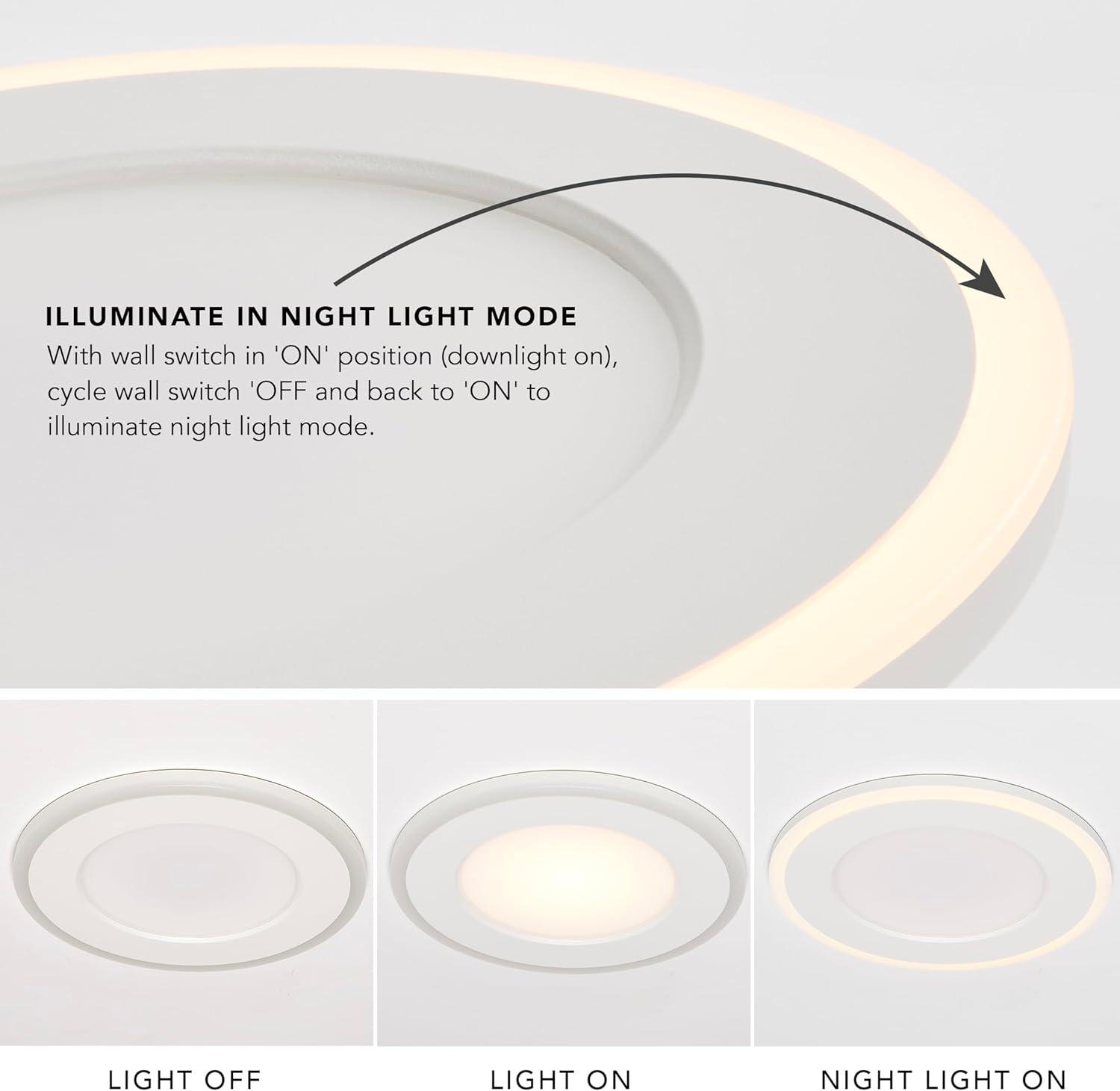 Maxxima 5 in. & 6 in. Retrofit Recessed LED Downlight with Night Light, 1200 Lumens, 11 Watts, 5 CCT, 2000K Night Light, Dimmable