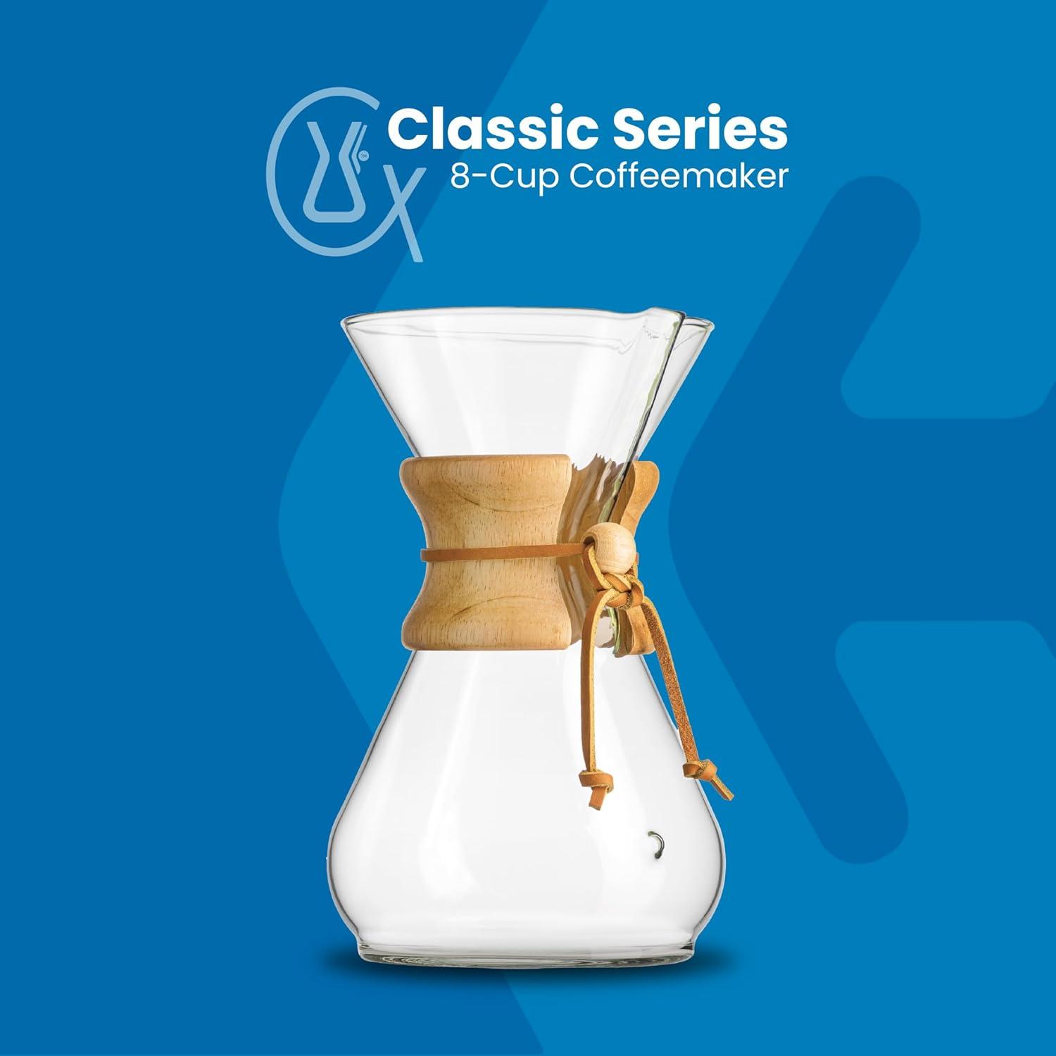 Chemex ® 8-Cup Glass Pour-Over Coffee Maker with Natural Wood Collar