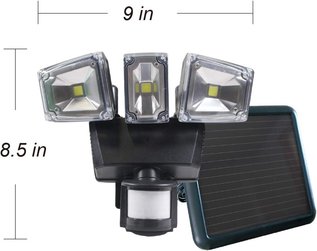 3 - Head LED Solar Powered Dusk to Dawn Outdoor Security Flood Light with Motion Sensor