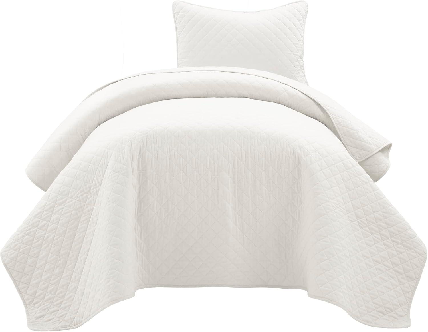 Lush Decor Ava Diamond Oversized Cotton Quilt White 3Pc Set Cal King