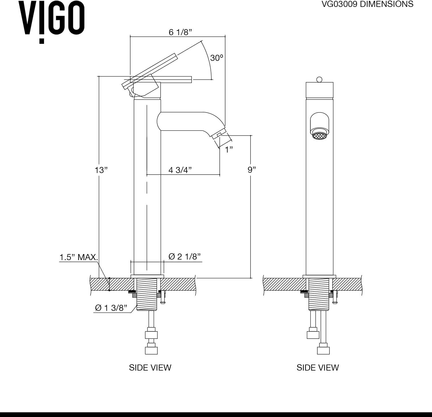 Seville 13" Modern Black and Nickel Vessel Sink Faucet